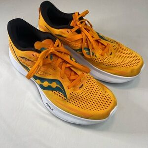 Saucony Ride 15 Men's Yellow Mesh Running Shoes US Size 9.5 Breathable